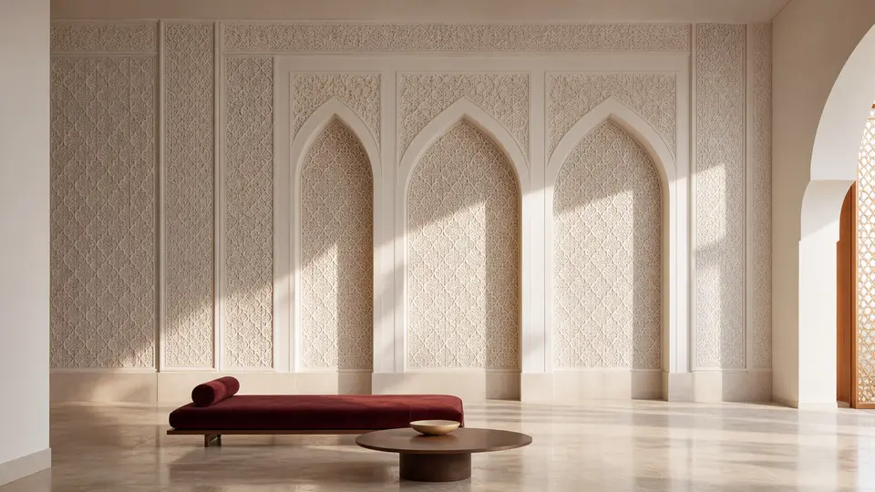 Carved ganch ornament in a modern interior