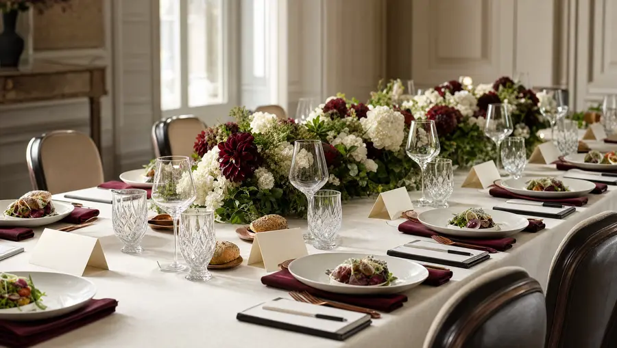 A formal lunch table set for a delegation