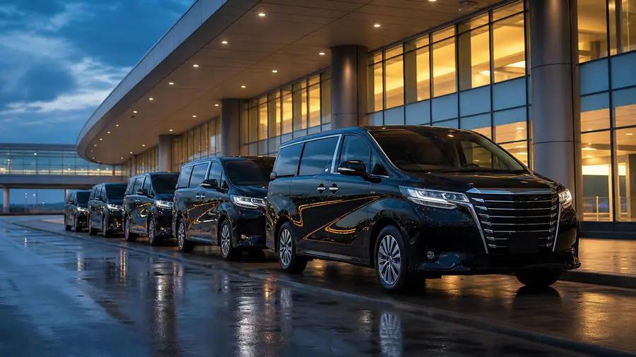 Cars waiting at an airport terminal