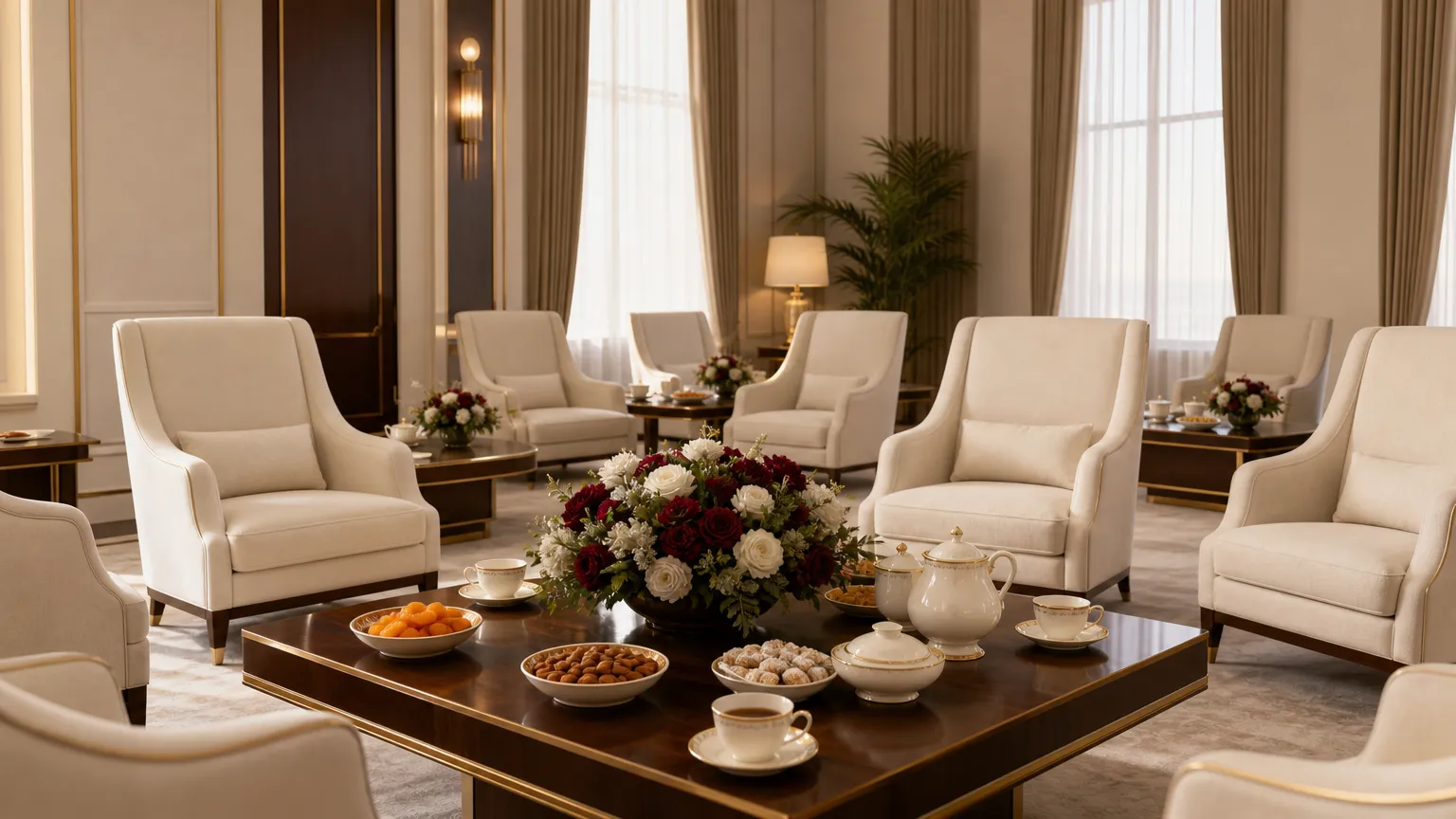 A VIP lounge prepared for official guests