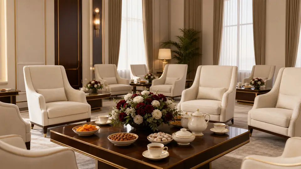 A VIP lounge prepared for official guests